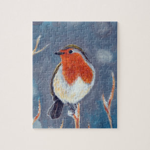 Puzzle Peinture Robin d'hiver