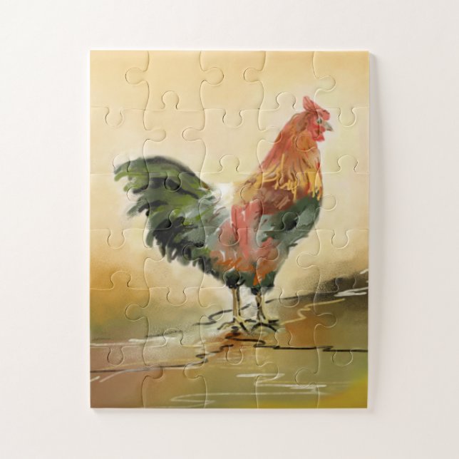 Puzzle Peinture rustique de coq pays (Vertical)