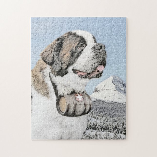 Puzzle Peinture Saint Bernard - Cute Original Chien Art (Vertical)