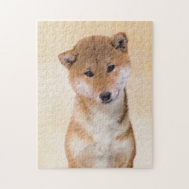 Puzzle Peinture Shiba Inu (Rouge) - Art Chien original (Vertical)