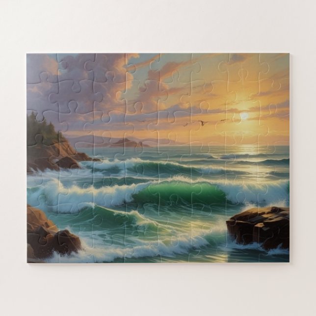 Puzzle Peinture sur la mer du coucher du soleil (Horizontal)