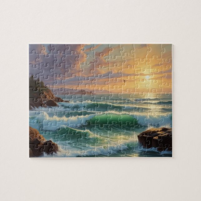 Puzzle Peinture sur la mer du coucher du soleil (Horizontal)