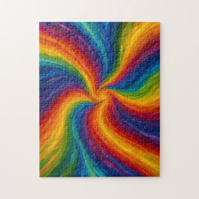 Puzzle Peinture texturée de tourbillons arc-en-ciel (Vertical)