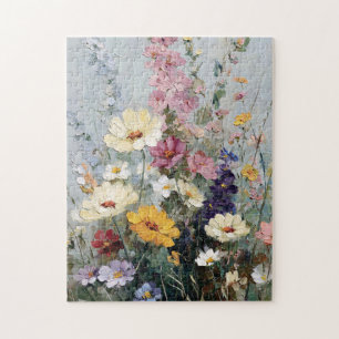 Puzzle Peinture vintage à l'huile des Fleurs sauvages