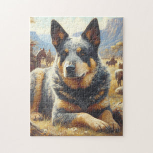 Puzzle Peinture vintage australienne de chien de bétail