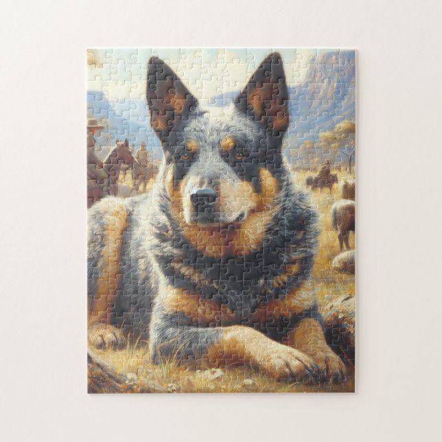 Puzzle Peinture vintage australienne de chien de bétail (Vertical)