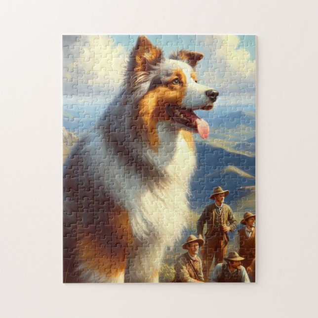 Puzzle Peinture vintage de berger australien (Vertical)