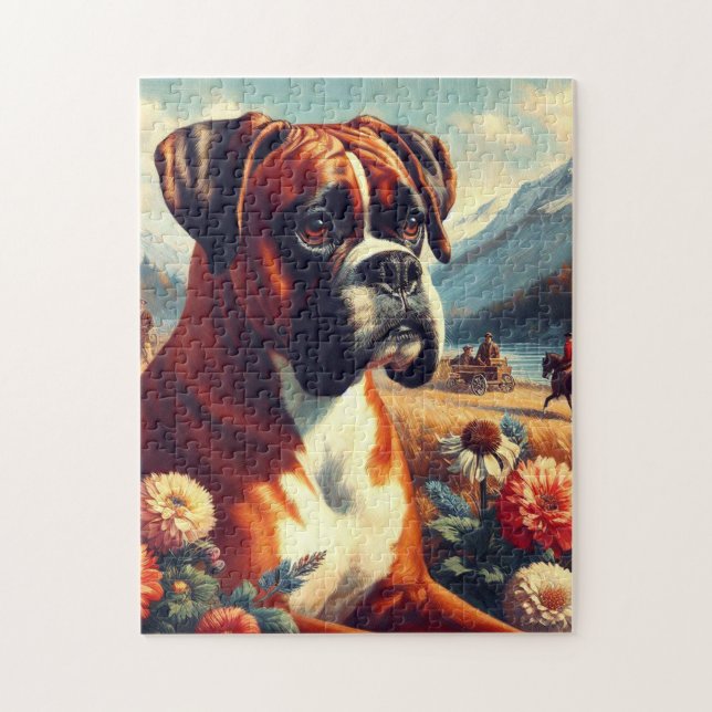 Puzzle Peinture vintage de chien de boîte (Vertical)