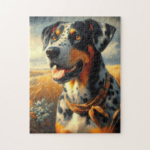 Puzzle Peinture vintage de chien léopard Catahoula