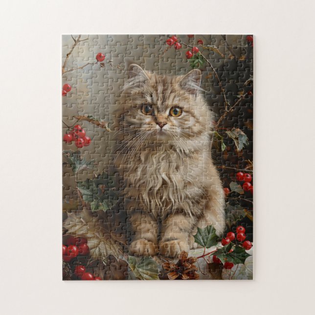 Puzzle Peinture vintage de Kitten à long haïr (Vertical)