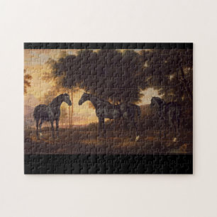 Puzzle Peinture vintage d'étalons noirs par George Stubbs