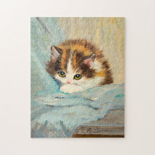 Puzzle Peinture vintage d'un chaton mignon par Henriëtte 