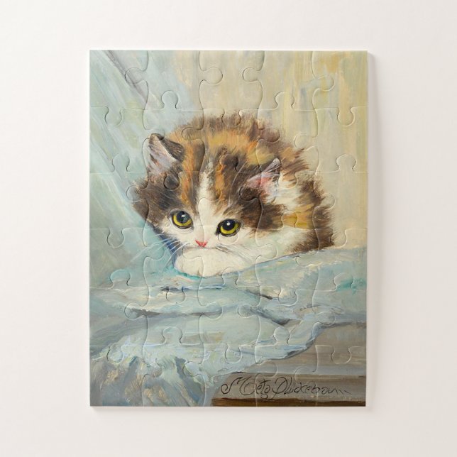 Puzzle Peinture vintage d'un chaton mignon par Henriëtte  (Vertical)