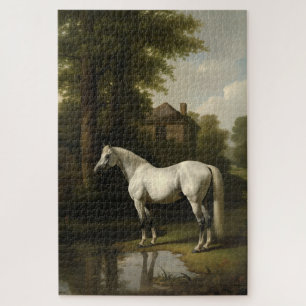 Puzzle Peinture vintage équestre blanche Cheval