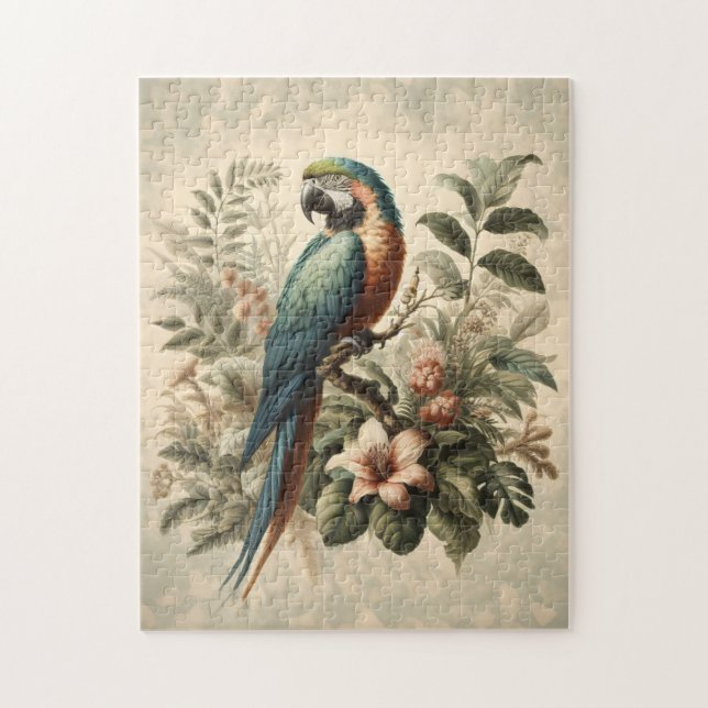 Puzzle Peinture vintage Macaw Botanique (Vertical)