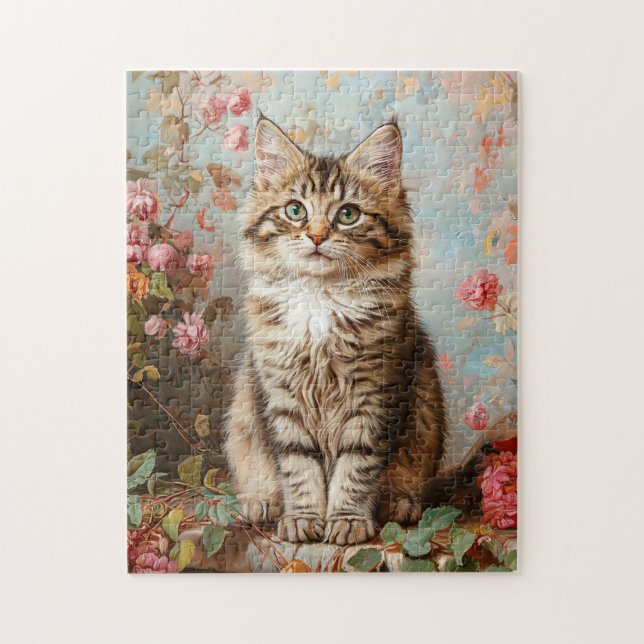 Puzzle Peinture vintage Maine Coon Kitten (Vertical)
