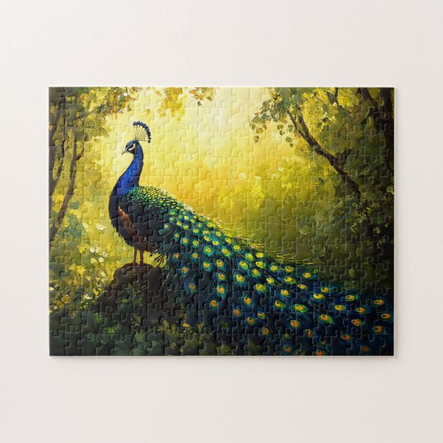 Puzzle Peinture vive d'un paon (Horizontal)