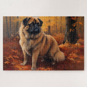 Puzzle Pekingese à l'automne Feuilles automne Inspire