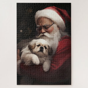 Puzzle Pekingese avec le Père Noël Festif Noël