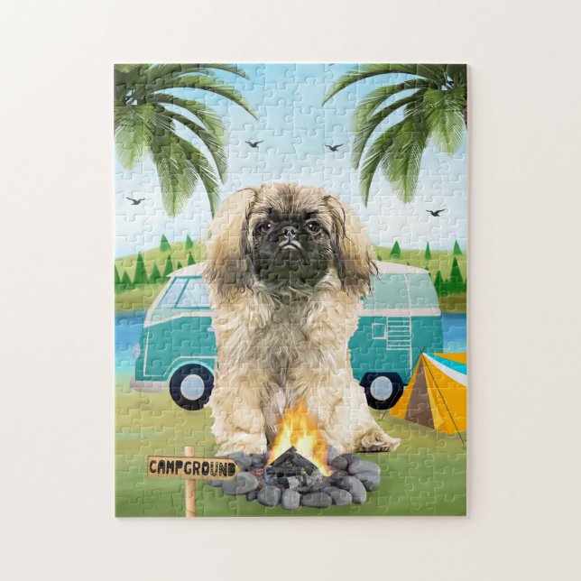 Puzzle Pekingese Chien Camping (Vertical)