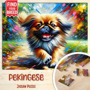Puzzle Pekingese Dog Portrait Acrylique Art Imprimer Amou