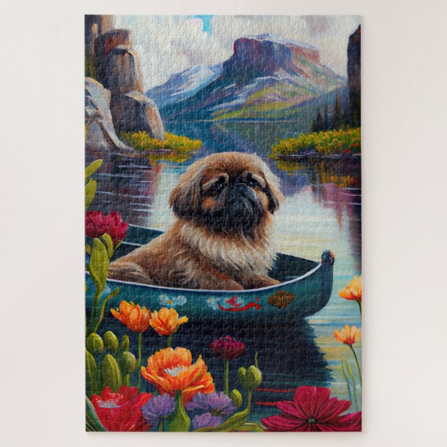 Puzzle Pekingese sur une pagaie : une aventure Pittoresqu (Vertical)