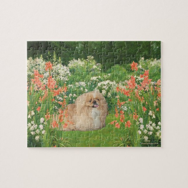 Puzzle Pékinois dans le jardin (Horizontal)