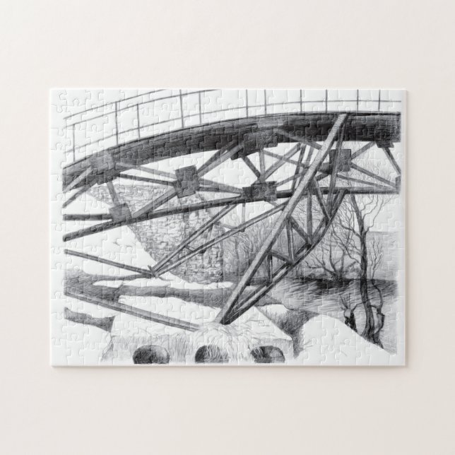 Puzzle Pencilart de passerelle antique Monochrome (Horizontal)