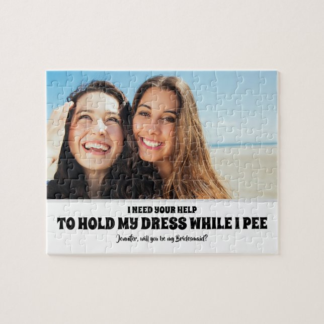 Puzzle Pendant I Pee - Drôle Bridesmaid Proposition Photo (Horizontal)