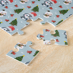 Puzzle Penguin Père Noël Joyeux Joyeux motif d'arbre de N