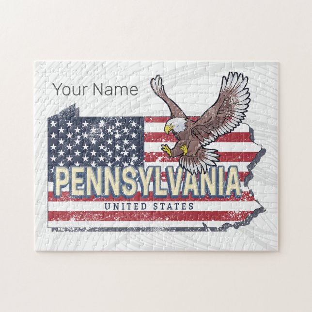 Puzzle Pennsylvanie State Map États-Unis Vintage USA (Horizontal)