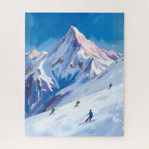 Puzzle Pentes de montagne de ski Hiver Aquarelle