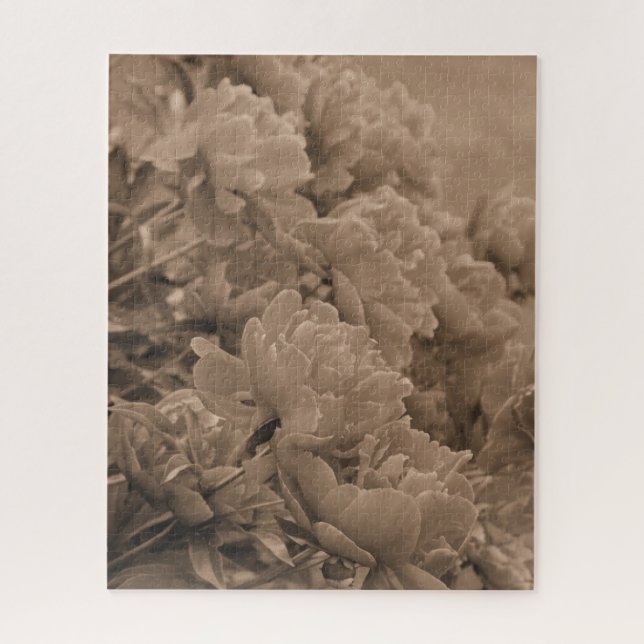 Puzzle Peonies multiples en Sepia (Vertical)