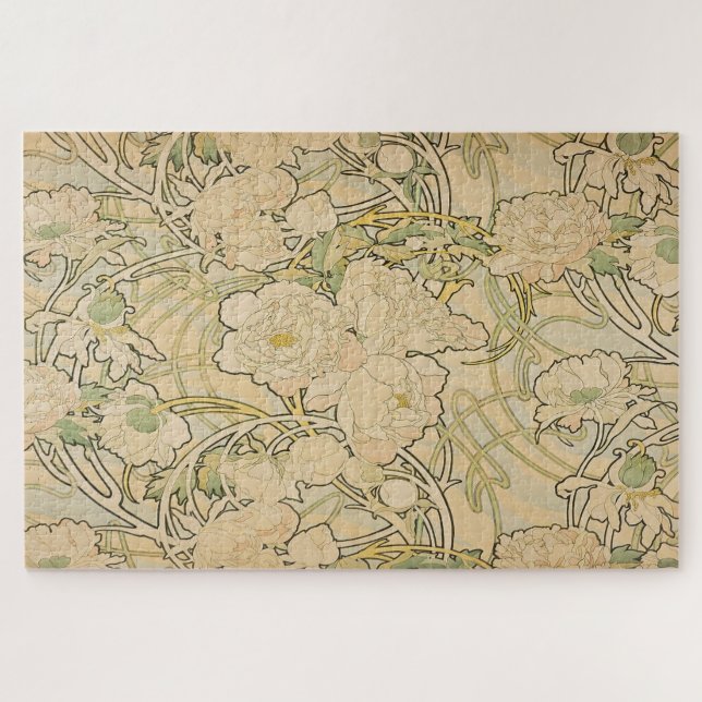 Puzzle Peonies par Alphonse Mucha (Horizontal)