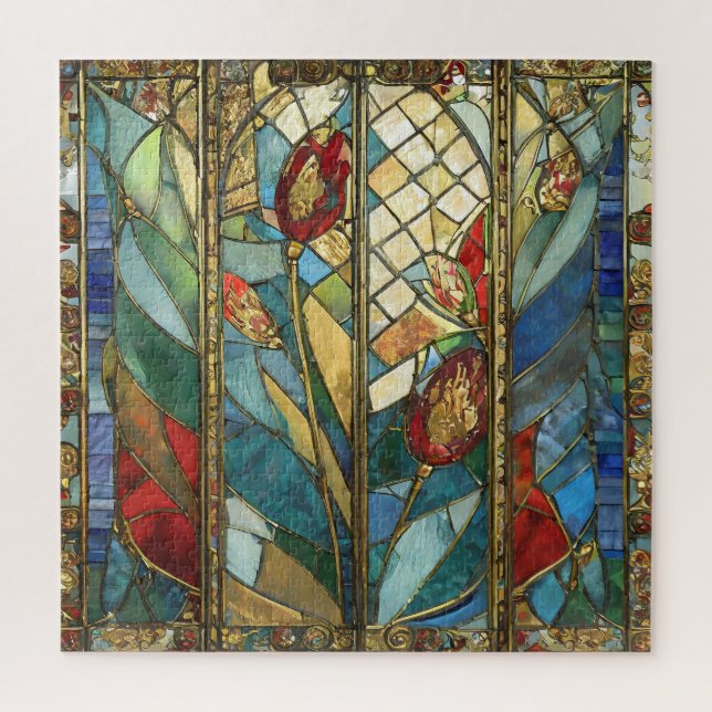 Puzzle Pépites en chef rouges en verre tendu au lever du  (Vertical)