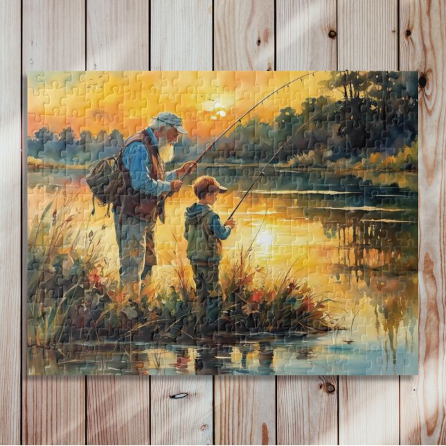 Puzzle Père et fils pêchant (Créateur téléchargé)