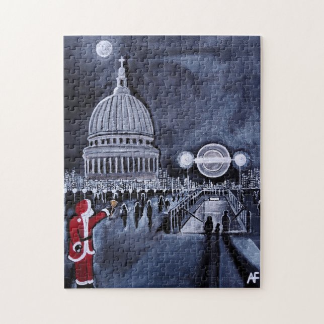 Puzzle Père Noël à Londres Peinture par Alfred Fox (Vertical)