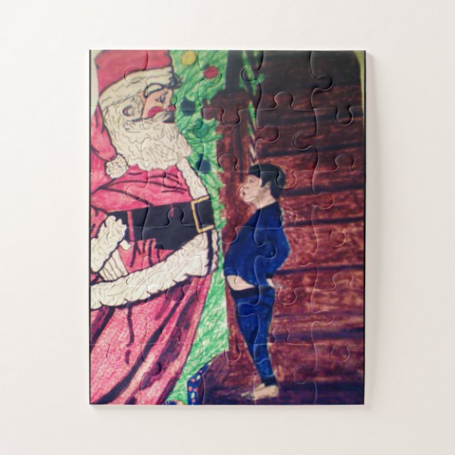 PUZZLE PÈRE NOËL ATTRAPÉ PAR UN ENFANT  (Vertical)