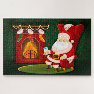 Puzzle Père Noël au coin de la cheminée