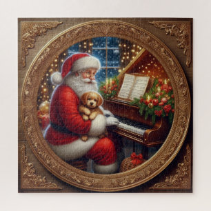 Puzzle Père Noël Avec Puppie Au Piano
