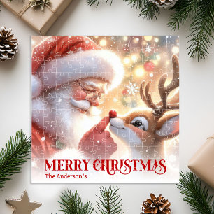Puzzle Père Noël Charmant Rudolph Cadeau Personnalisé pou
