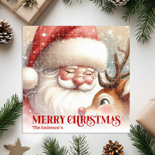 Puzzle Père Noël Charmant Rudolph Enfants Personnalisés 