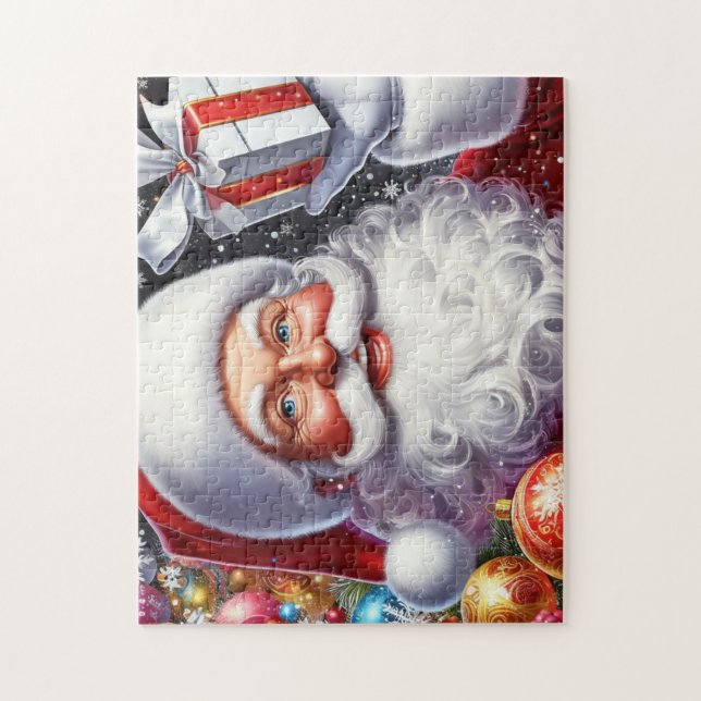 Puzzle Père Noël classique avec cadeau et ornements (Vertical)