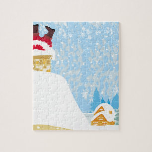 Puzzle père Noël coincé dans la cheminée