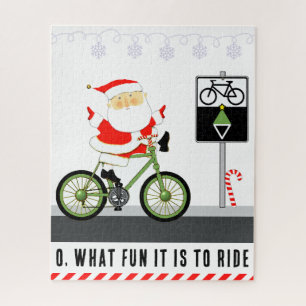 Puzzle Père Noël cyclant Noël