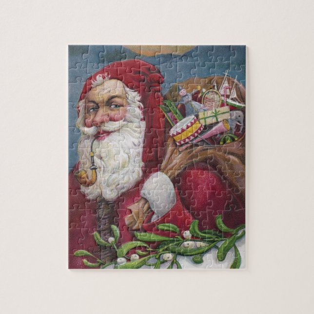 Puzzle Père Noël démodé avec le tuyau (Vertical)