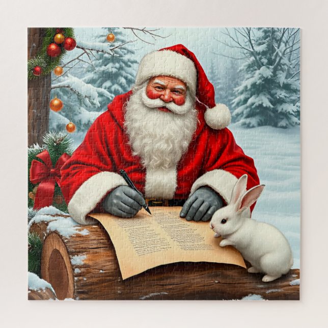 Puzzle Père Noël écrivant une lettre dans une forêt ennei (Vertical)