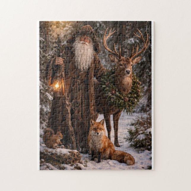 Puzzle Père Noël en forêt (Vertical)