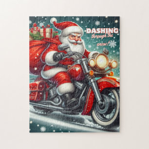 Puzzle Père Noël en moto