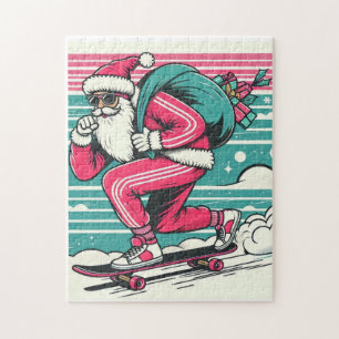 Puzzle Père Noël en skateboard